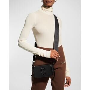 MARC JACOBS Black Leather Poly Coating The Snapshot DTM Corssbody Handbag